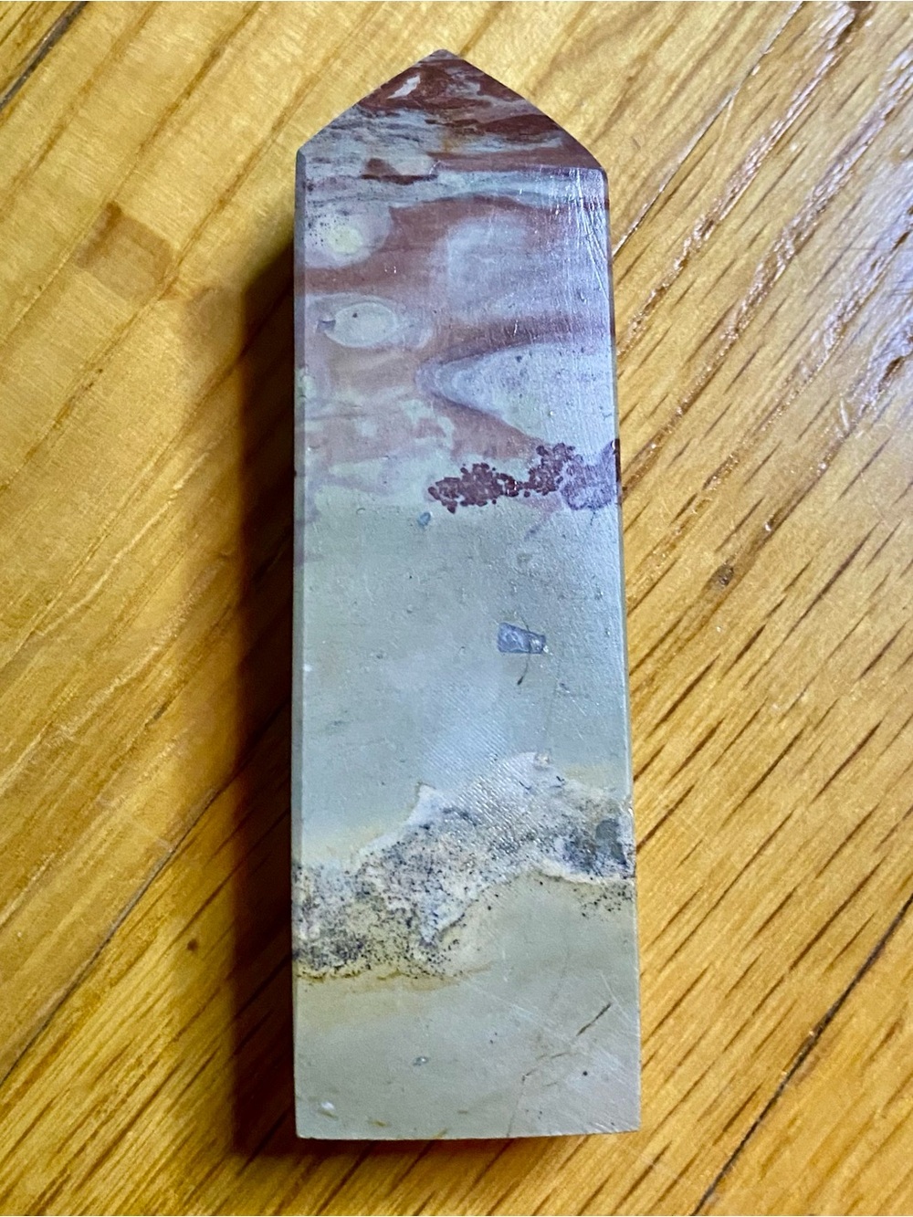 Natural Polished Picture Jasper Obelisk | USA Origin | Blush + Red Banding